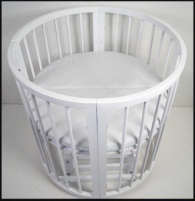 Б/В ліжко трансформер 7 в 1 з маятником кругле-овальне Каприз бук біле