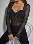 Czarne body z cekinami Shein 36 s