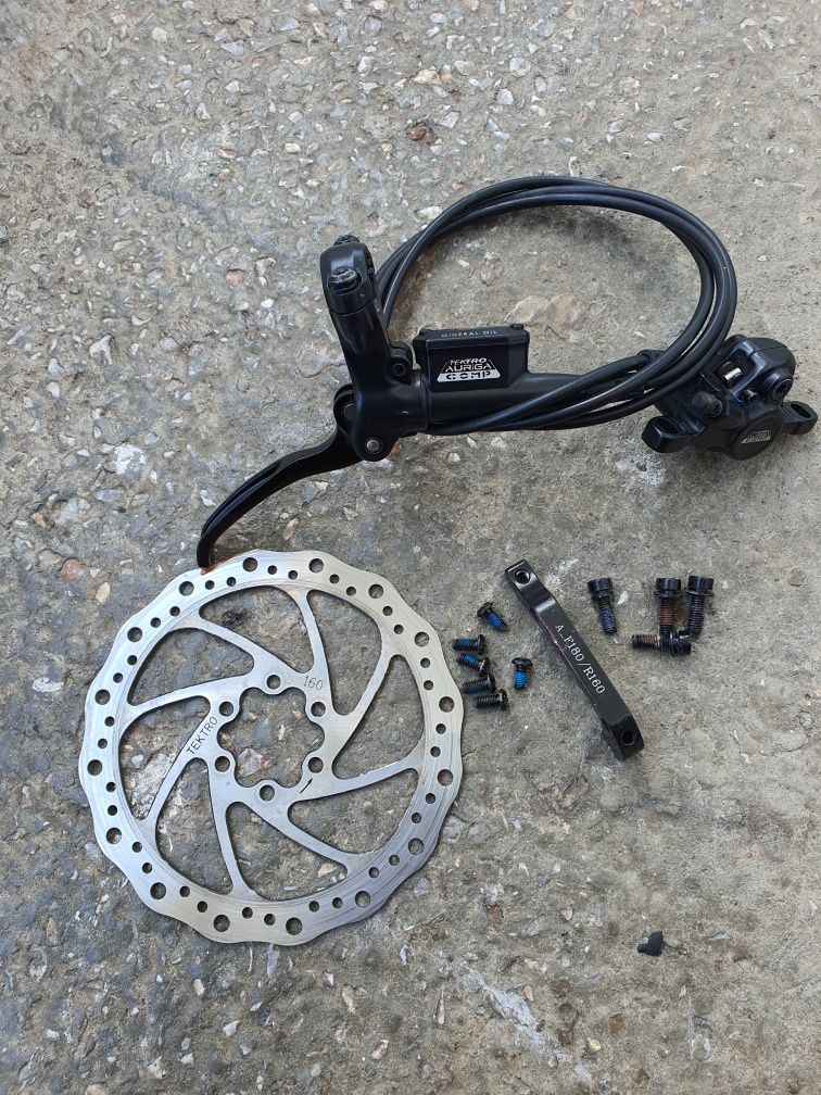Hamulec tarczowy hydrauliczny Tektro Auriga Comp tył 140cm sprawny