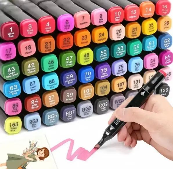 Набор фломастеров для рисования двусторонних 60 шт. маркеры