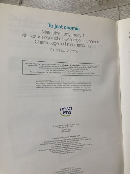 Maturalne karty pracy 1 Nowa Era chemia zakres rozszerzony