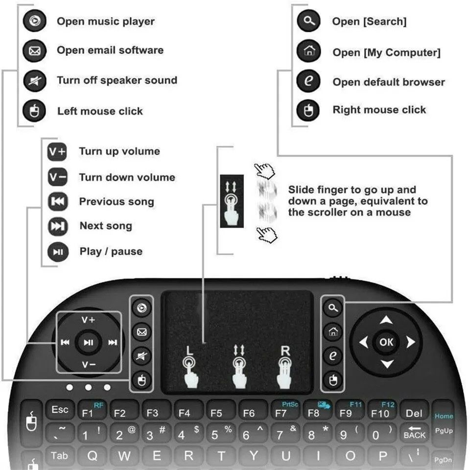 I8 Mini teclado sem fio 2.4G