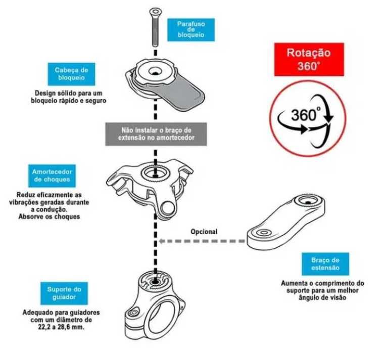 Suporte telemóvel "QUAD LOCK" para Motocicleta.