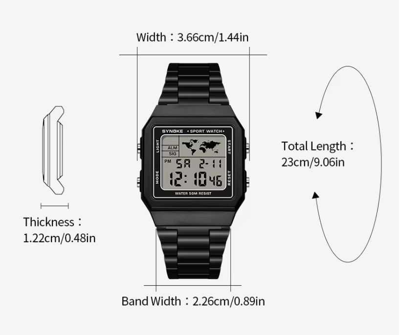 Luksusowy zegarek elektroniczny SYNOKE