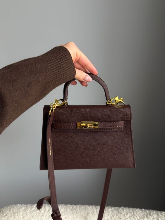 Сумка Hermes Kelly Idealist шоколадна