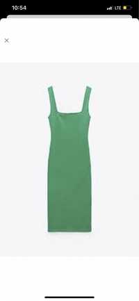 Сукня плаття міді притальоне зелене zara m
