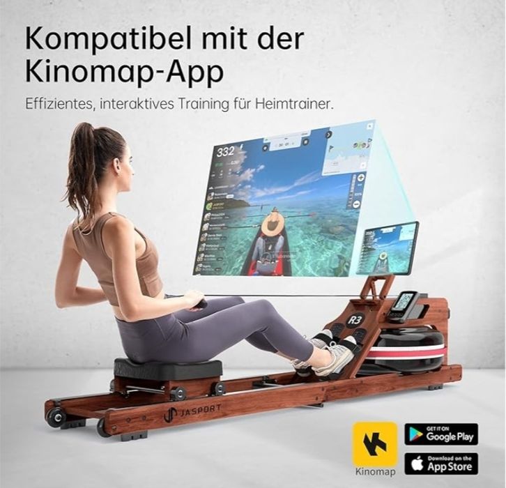 Складаний веслувальний тренажер JASPORT R3 з дуба з РК-дисплеєм, Bluet