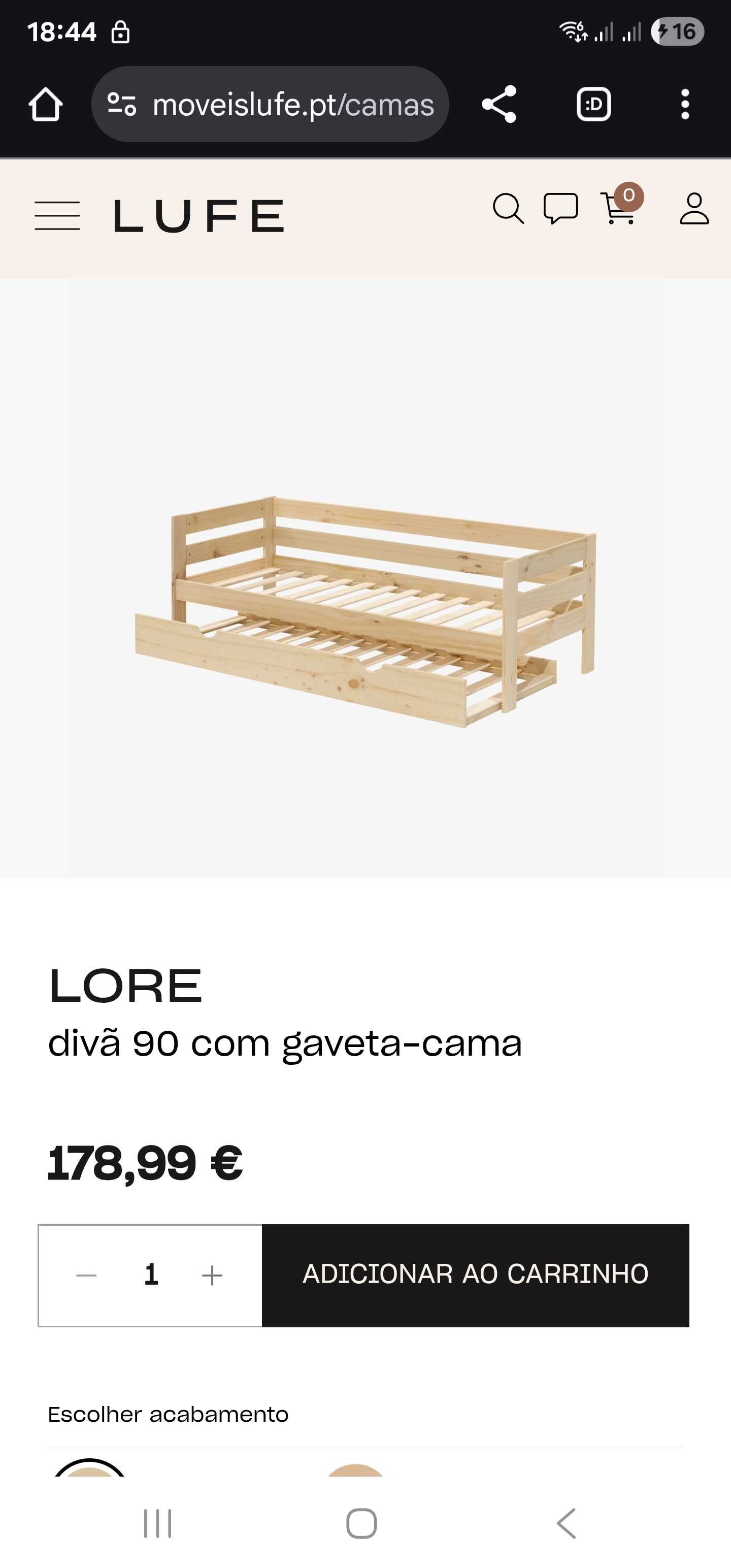 Cama com gaveta LUFE 90X200