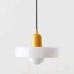 Szklana Lampa Wisząca Bauhaus biało-żółta 35 cm