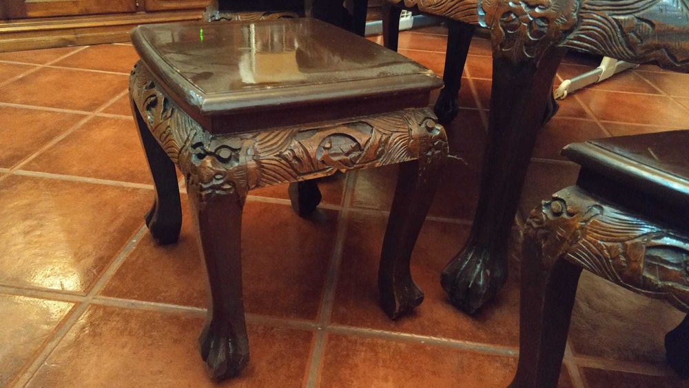 Mesa de Centro Vintage - Trabalhada à mão: Motivos Japão