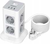 Listwa stojąca KOMPAKTOWA Tessan 8xAC 2xUSB-A 1x USB-C 3600W 2M