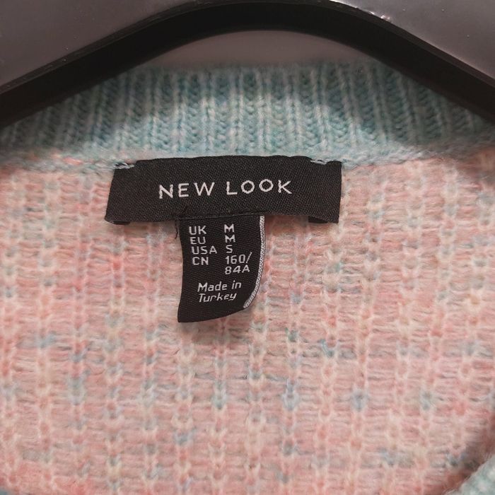 Ciepły gruby sweter zimowy w kratkę New Look M 38