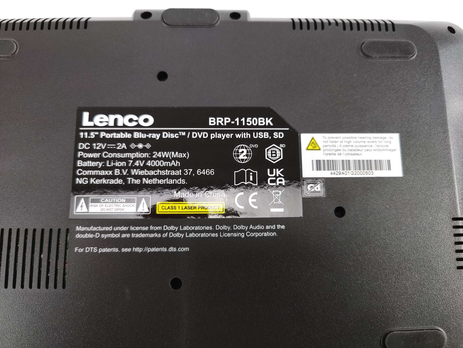 Przenośny odtwarzacz DVD Lenco BRP-1150BK