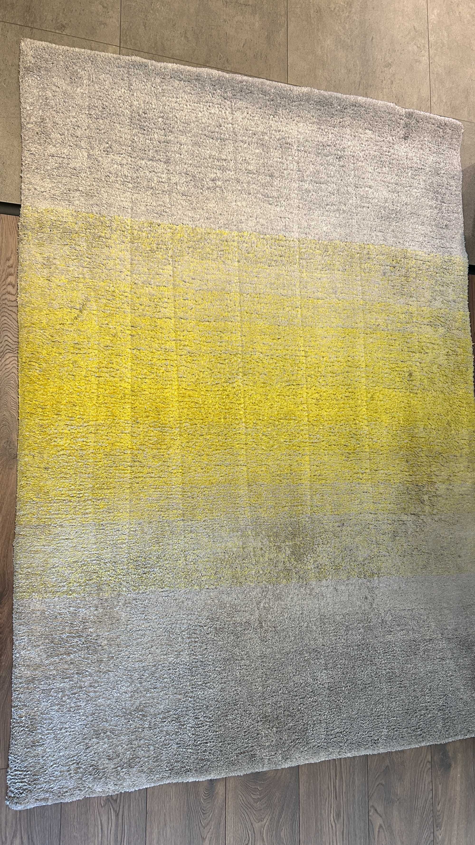 Dywan shaggy szaro żółty, 228x163