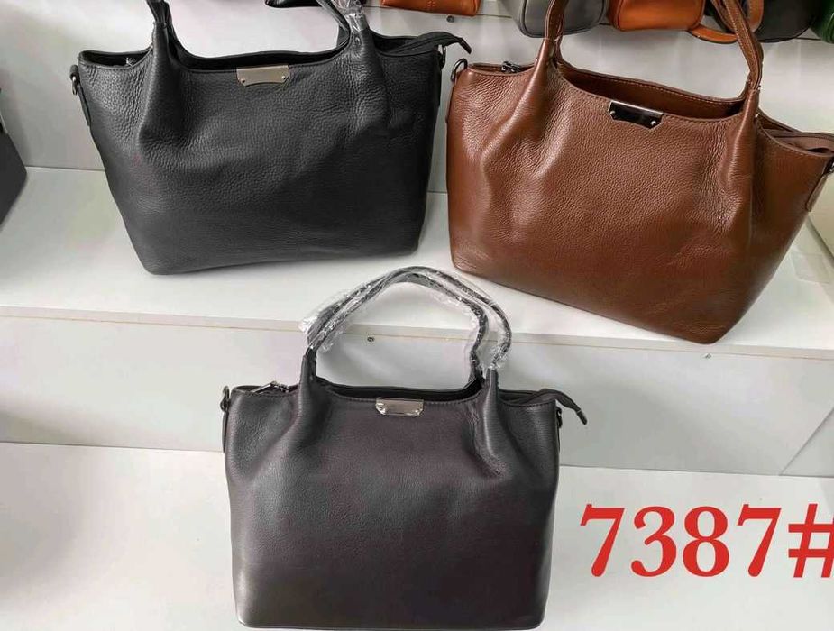 Гарна жіноча шкіряна сумка чорна, рижа