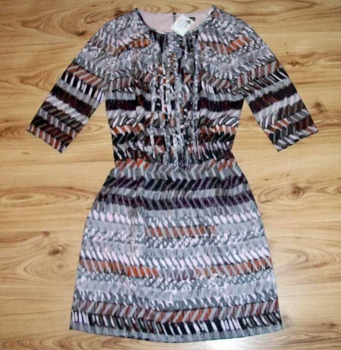 Sukienka we wzory z frędzlami marki Natali Dler r.40 - nowa