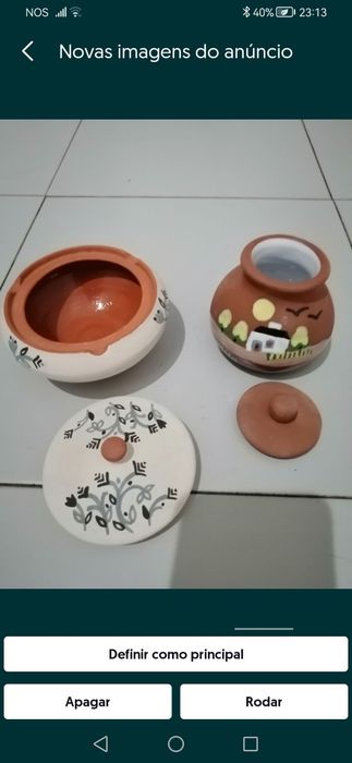 Caneca de barro pintada mão+potes de barro
Brancos bordado ing