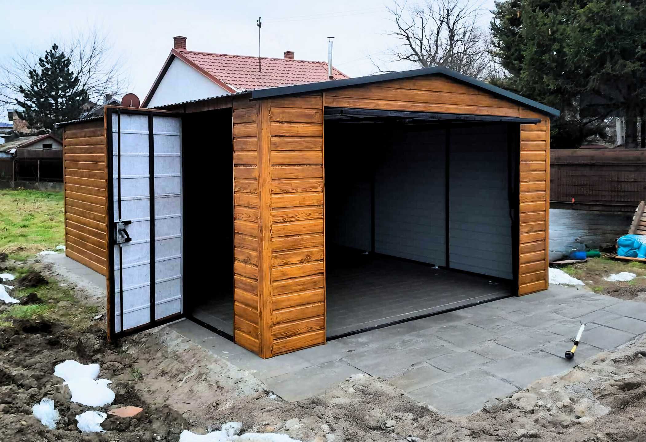 Drewnopodobny garaż blaszany domek 4x6m garaz na każdy wymiar (5x6 7)