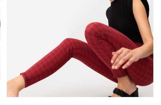 Calças / Treggings vermelho escuro e preto aos quadrados