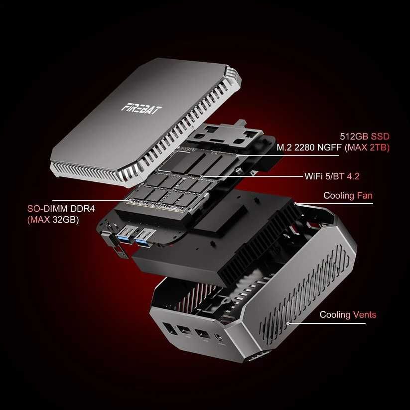 FIREBAT AK2 PLUS N100 8/256GB LAN USB HDMI DisplayPort WiFi5+BT (1571)