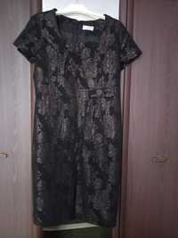 Czarno-brązowa elegancka sukienka rozm. 44