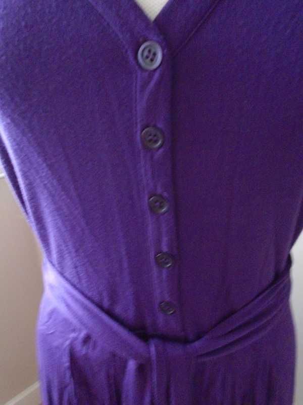 Vestido de algodão roxo, manga curta