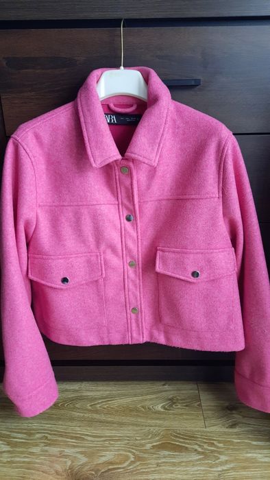 Kurtka Zara Róż jesień flauszowa