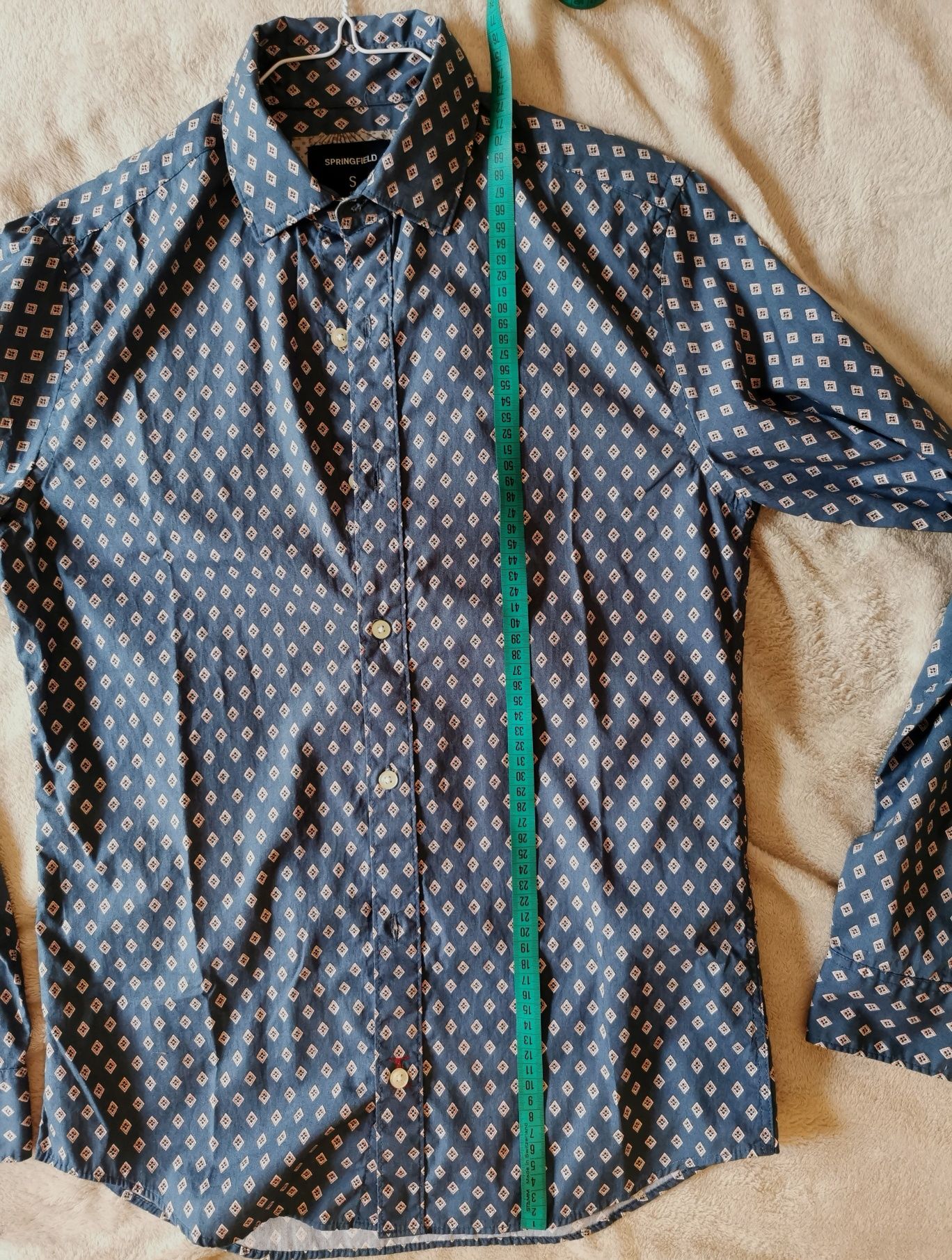 Camisa com padrão da Springfield tamanho S Custom Fit