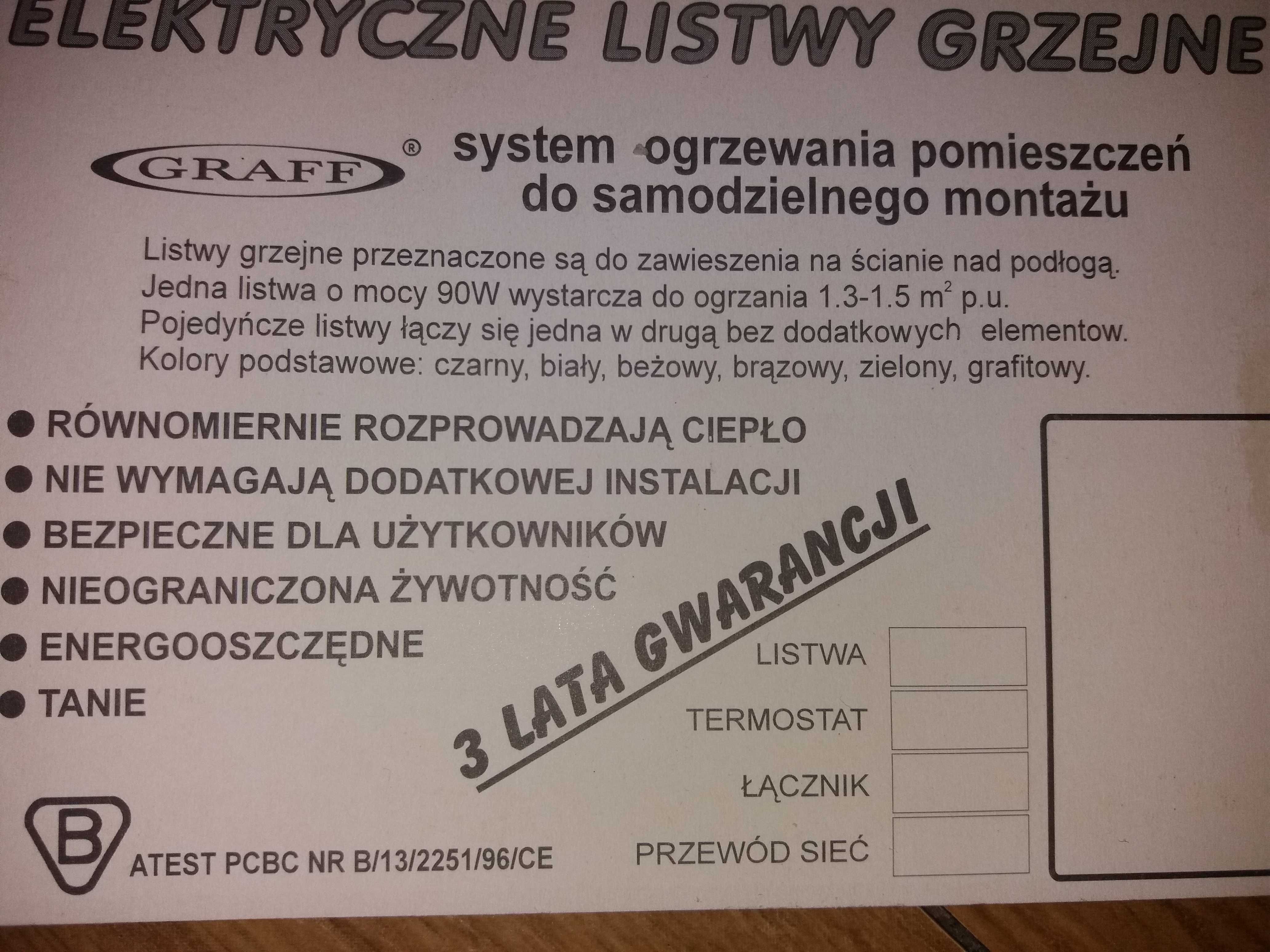 LISTWY GRZEWCZE panele elektryczne najtańsze ogrzewanie od 79 zł