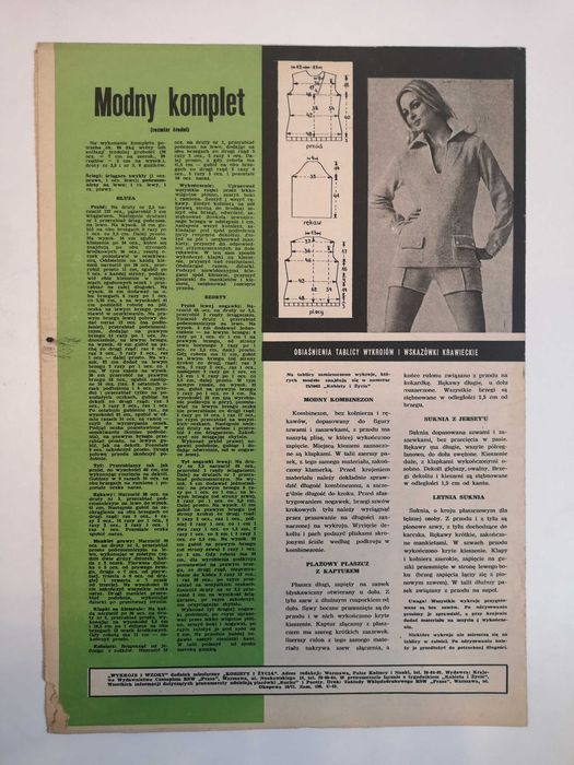 Moda I Życie 06/1971R - Wykroje I Wzory Nr 6/288
