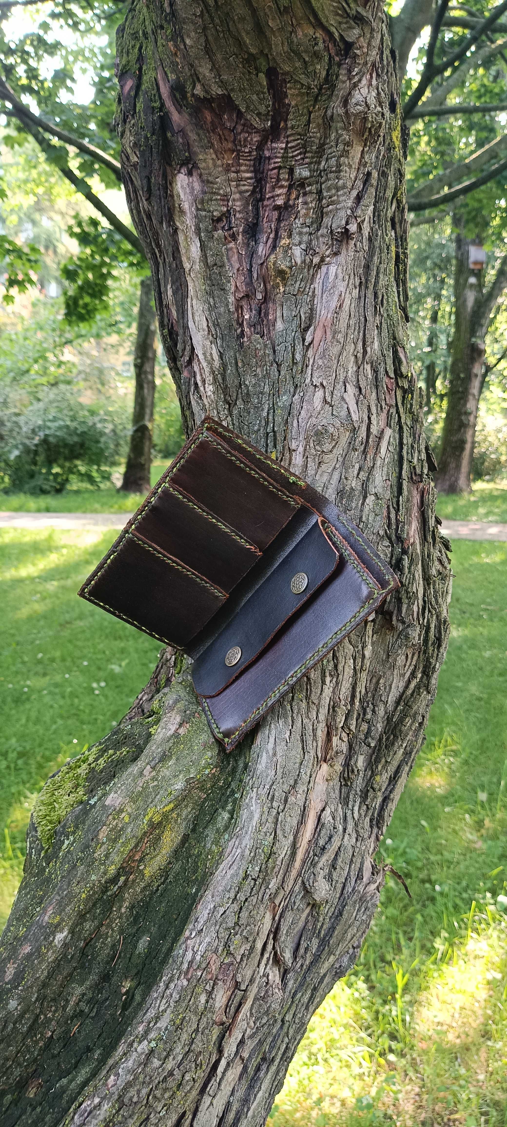 Ręcznie robiony portfel skórzany – naturalna skóra, unikat, handmade