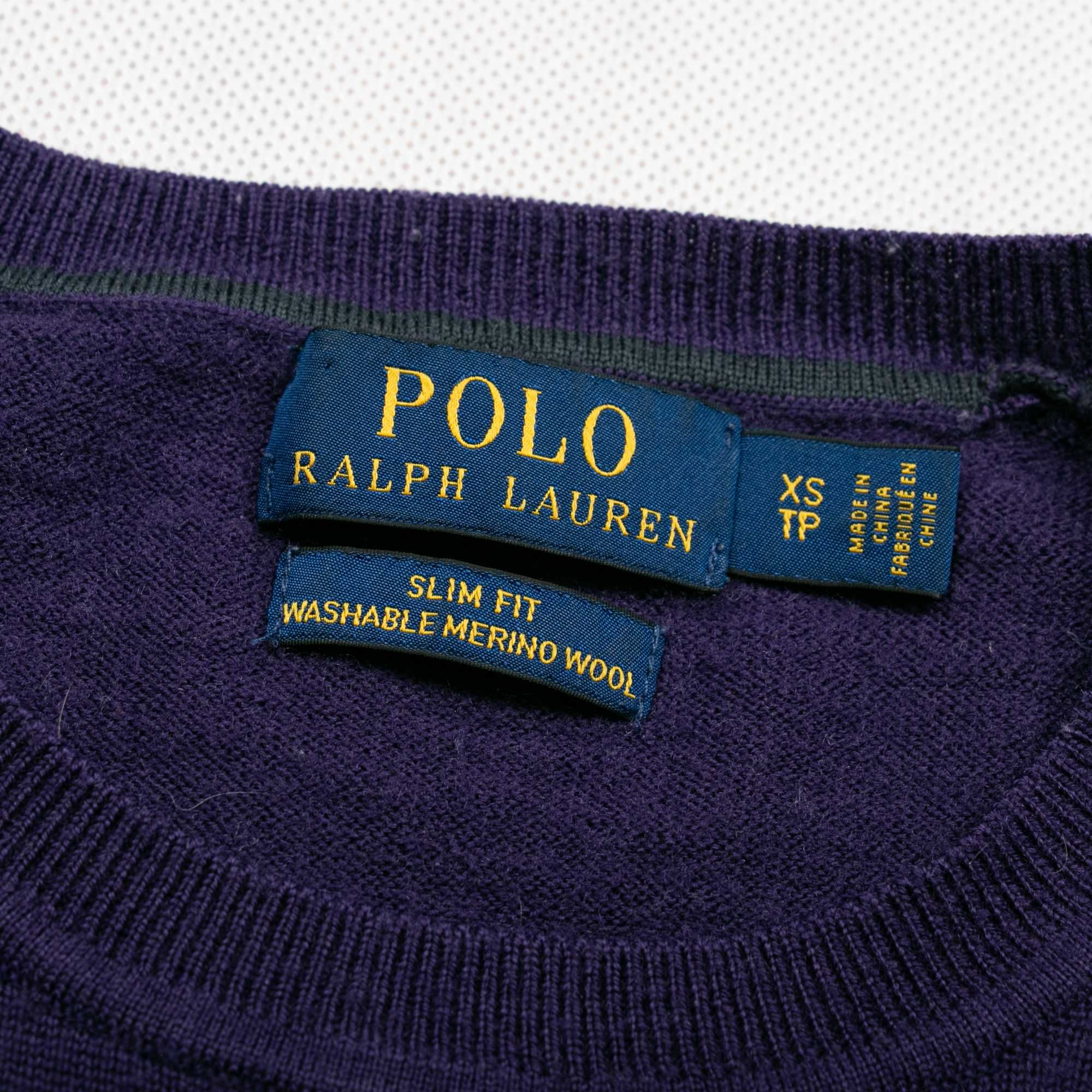 Ralph Lauren slim fit washable merino wool sweter wełniany XS