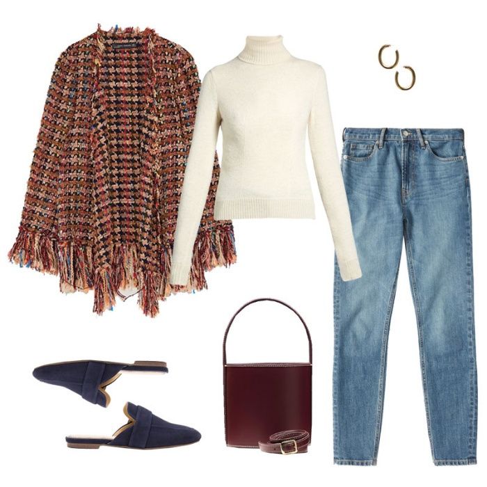 Пончо с геометрическим рисунком ёлочка