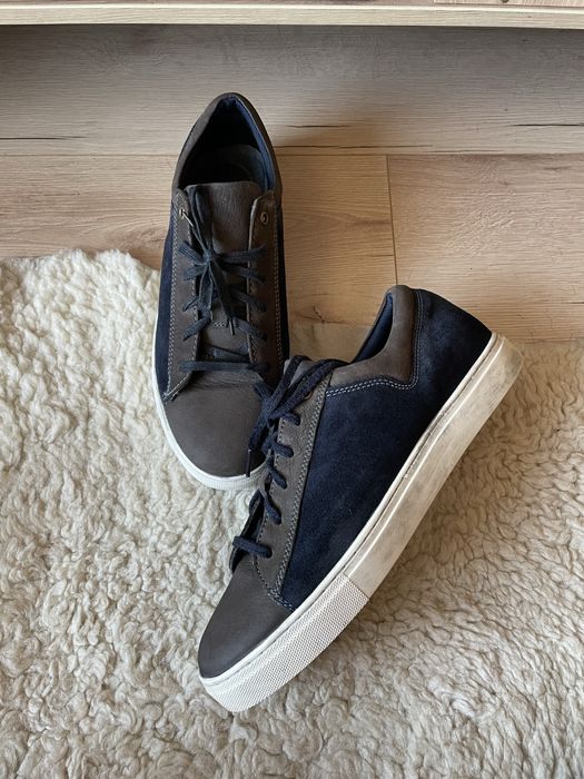 Brązowe czarne superstar męskie wiązane trampki tenisówki skóra buty