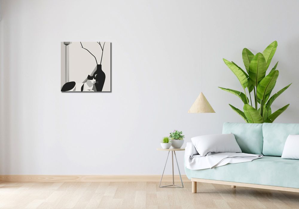 Obraz 50x50cm Kot w Odcieniach Szarości