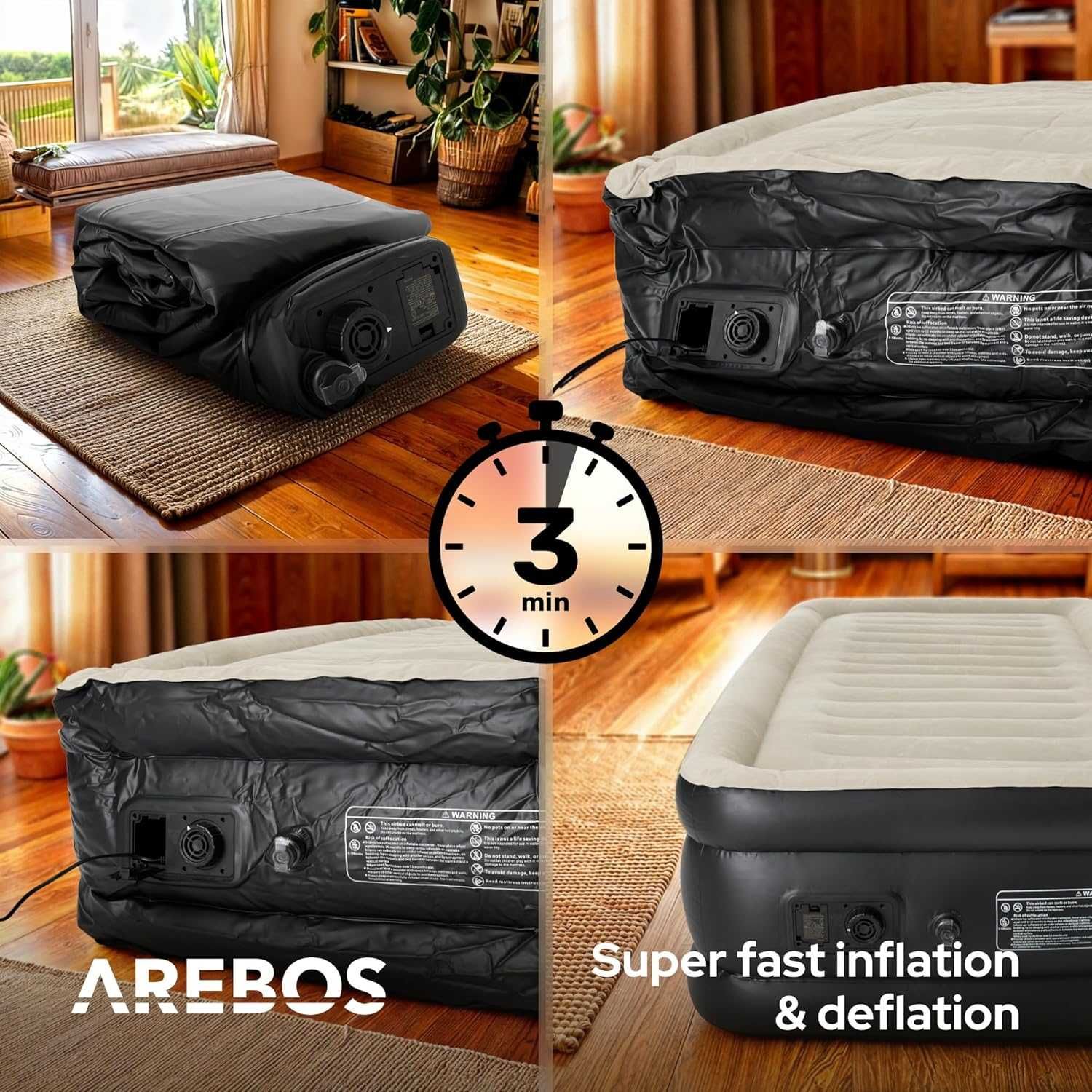 Dmuchany Materac Samopompujący AREBOS 203 × 95 × 51 cm