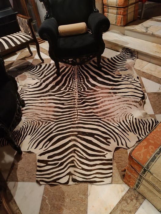 Tapete em pele genuína de Vaca natural com Design Zebra preta e branca