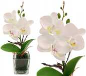 Sztuczny storczyk w doniczce biały silikonowy orchidea ozdobna 28cm