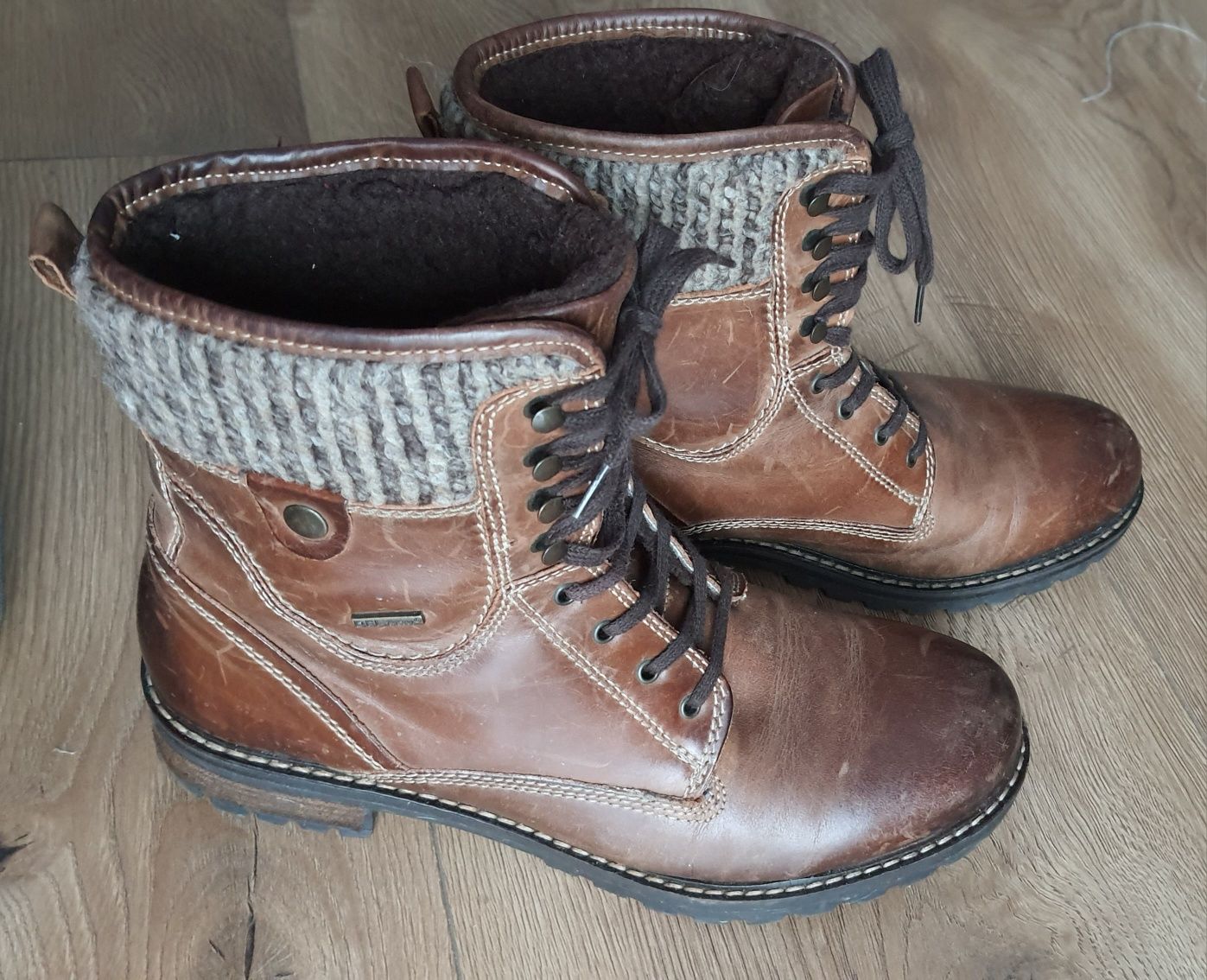 Buty zimowe skórzane r.40, HIGHLAND CREEK, ciemny brąz, bardzo ciepłe