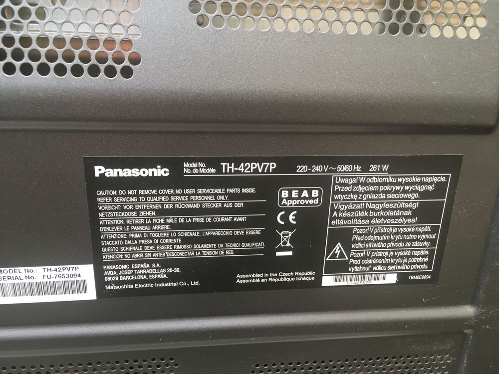 Telewizor Panasonic Telewizor 42" Plazmowy Panasonic TH-42PV7P