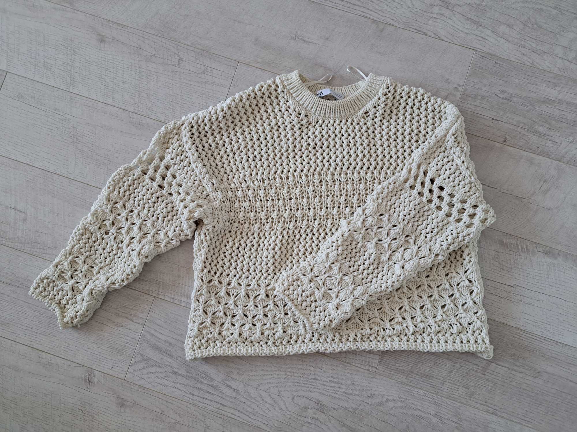 Sweter ZARA boho ecru