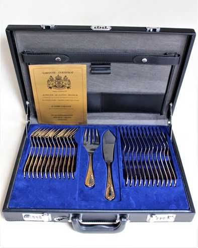 Talheres de peixe 24 quilates banhado a ouro