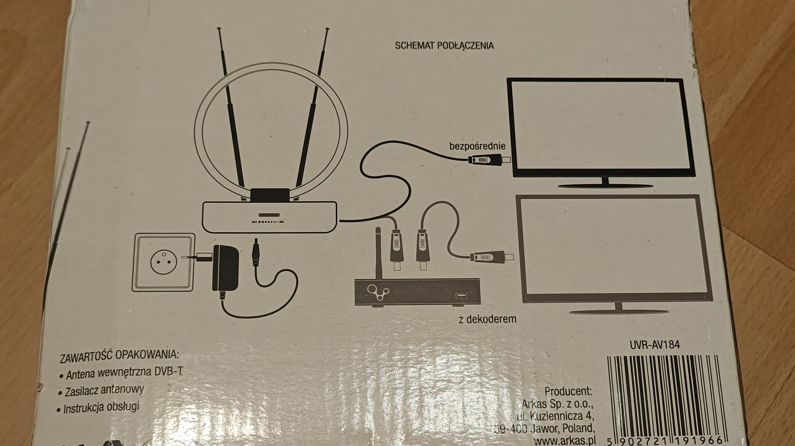 Arkas antena wewnętrzna DVB-T2 model UVR-AV184