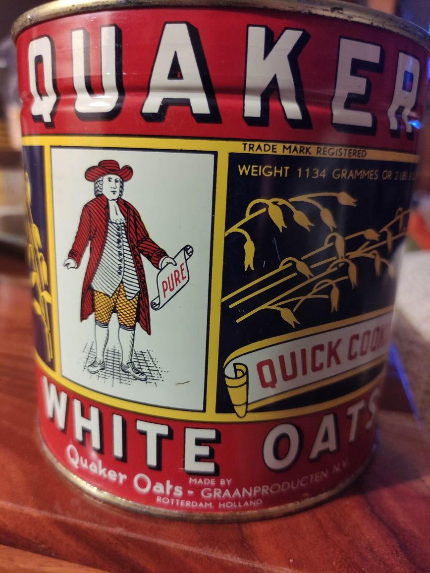 Puszka z płatkami owsianymi Quaker Rolled White Oats unikat