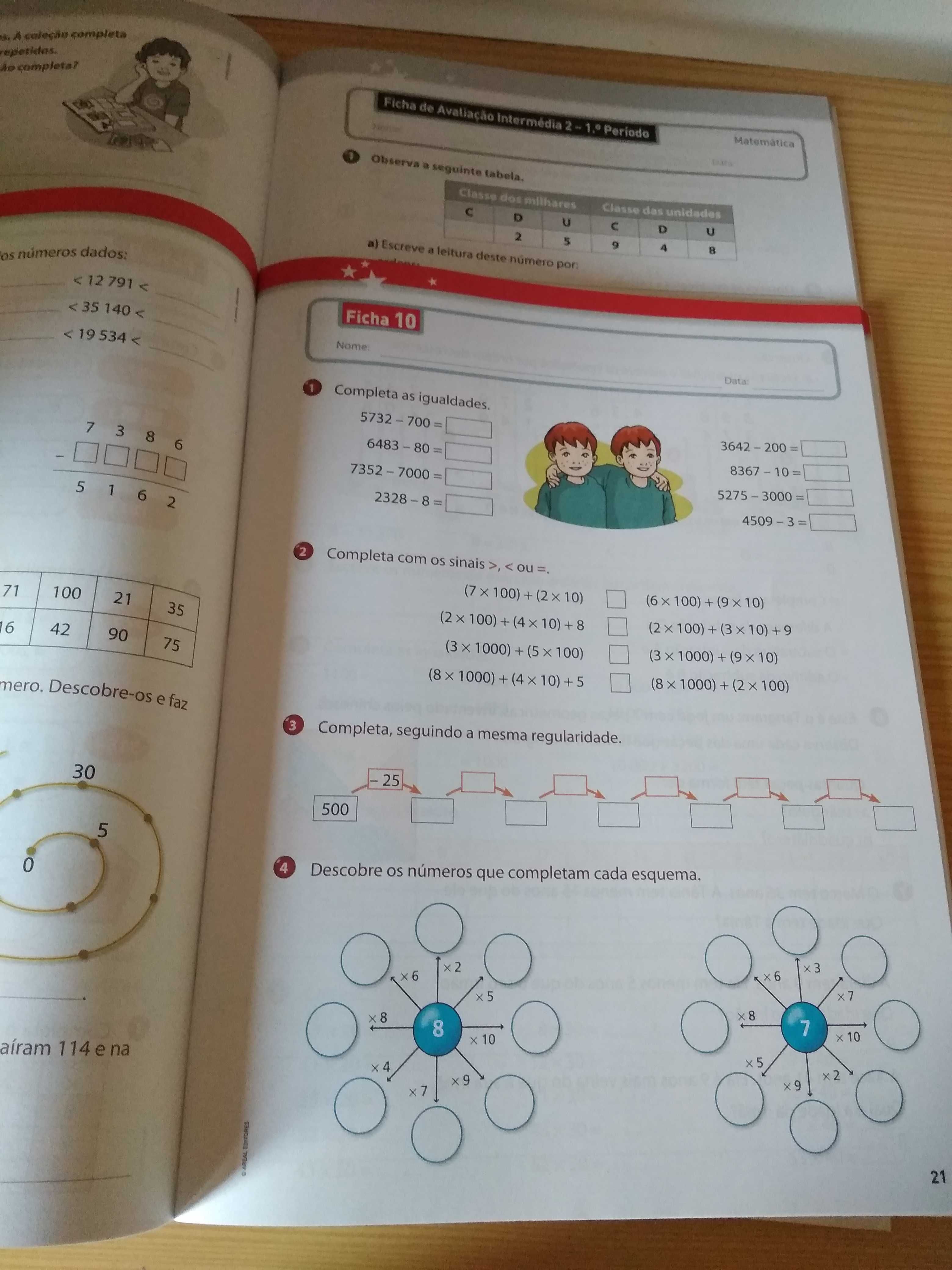 Manual e caderno de fichas Matemática 3º ano