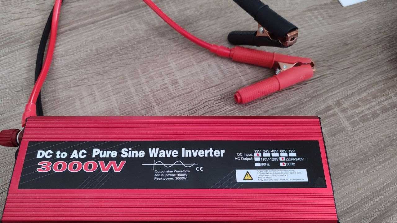 Інвертор, чиста синусоїда Pure Sine Wave 12-220В 3000Вт