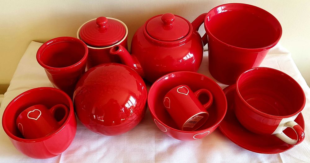 Zestaw XXL czerwone naczynia Home&you homla nowe