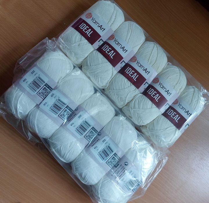 włóczka Yarnart Ideal 222 bawełna 100% kremowa 15 motków! REZERWACJA