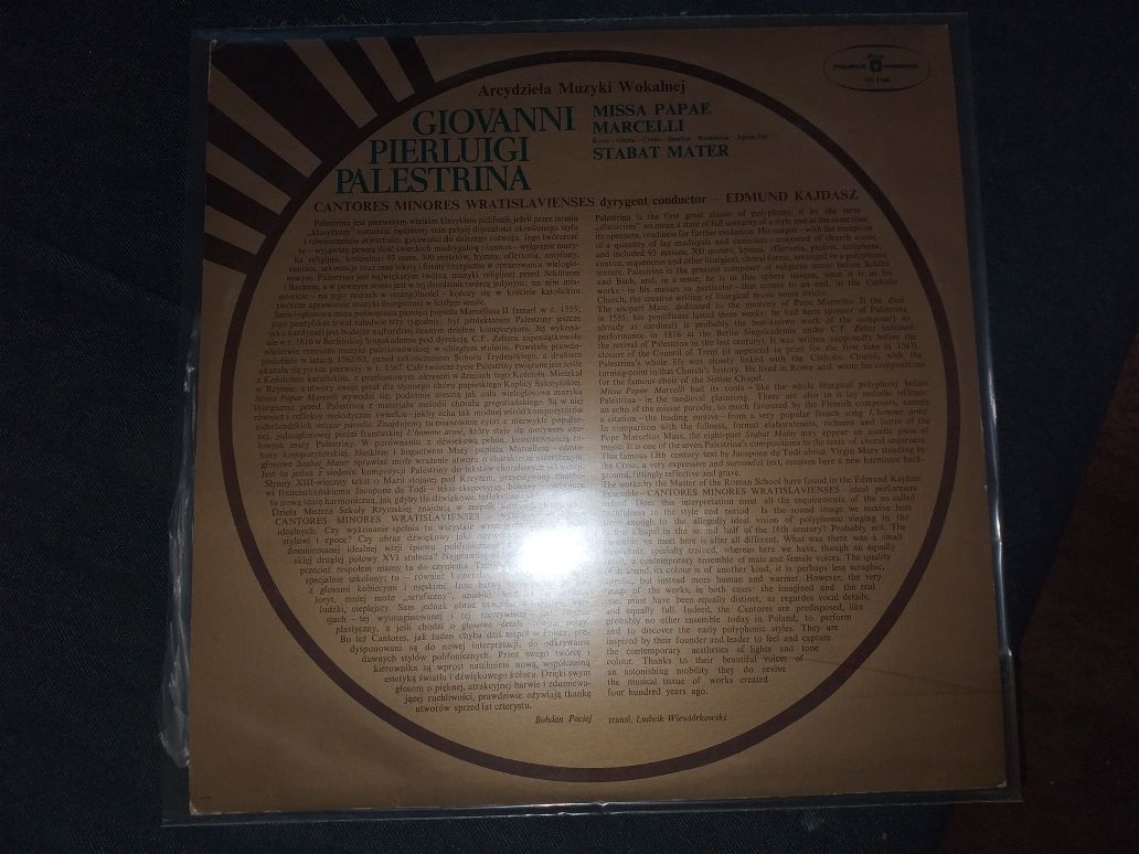 Vinyl Giovanni Pierluigi Palestrina (dyr. E.Kajdasz) PN SX 1146
