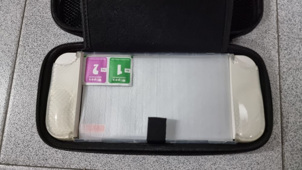 Bolsa + Capa Silicone Transparente + Película Vidro Nintendo Switch OL